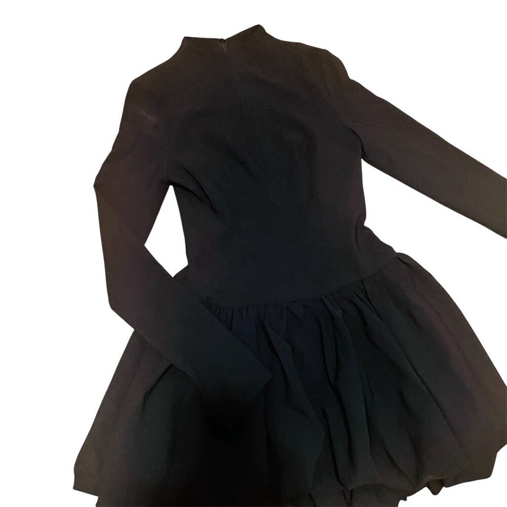 Commense Dress Womens Size S Black Long Sleeve Fit & Flare Skater Pleated - Picture 3 of 6